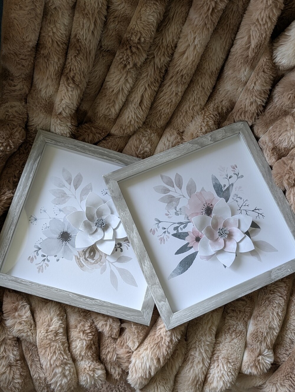 Framed Pink Floral 3D Wall Art Set Of 2